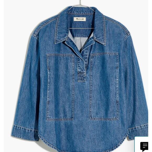 Madewell Denim Popover Top Size XXS - Picture 3 of 5